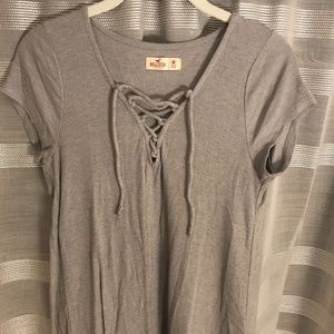 Grey Tie-Up Tee